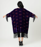 Unique Vintage Purple Evil Eye Burnout Fringe Kimono - Unique Vintage - Womens, FLAPPER, COATS