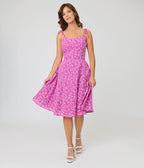 Unique Vintage Purple Floral Eyelet Bobbie Swing Dress - Unique Vintage - Womens, DRESSES, SWING