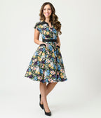 Unique Vintage Raccoon Floral Print Hedda Swing Dress - Unique Vintage - Womens, DRESSES, SWING