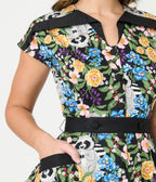 Unique Vintage Raccoon Floral Print Hedda Swing Dress - Unique Vintage - Womens, DRESSES, SWING