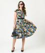 Unique Vintage Raccoon Floral Print Hedda Swing Dress