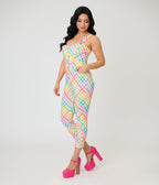 Unique Vintage Rainbow Gingham Eartha Jumpsuit - Unique Vintage - Womens, BOTTOMS, ROMPERS AND JUMPSUITS