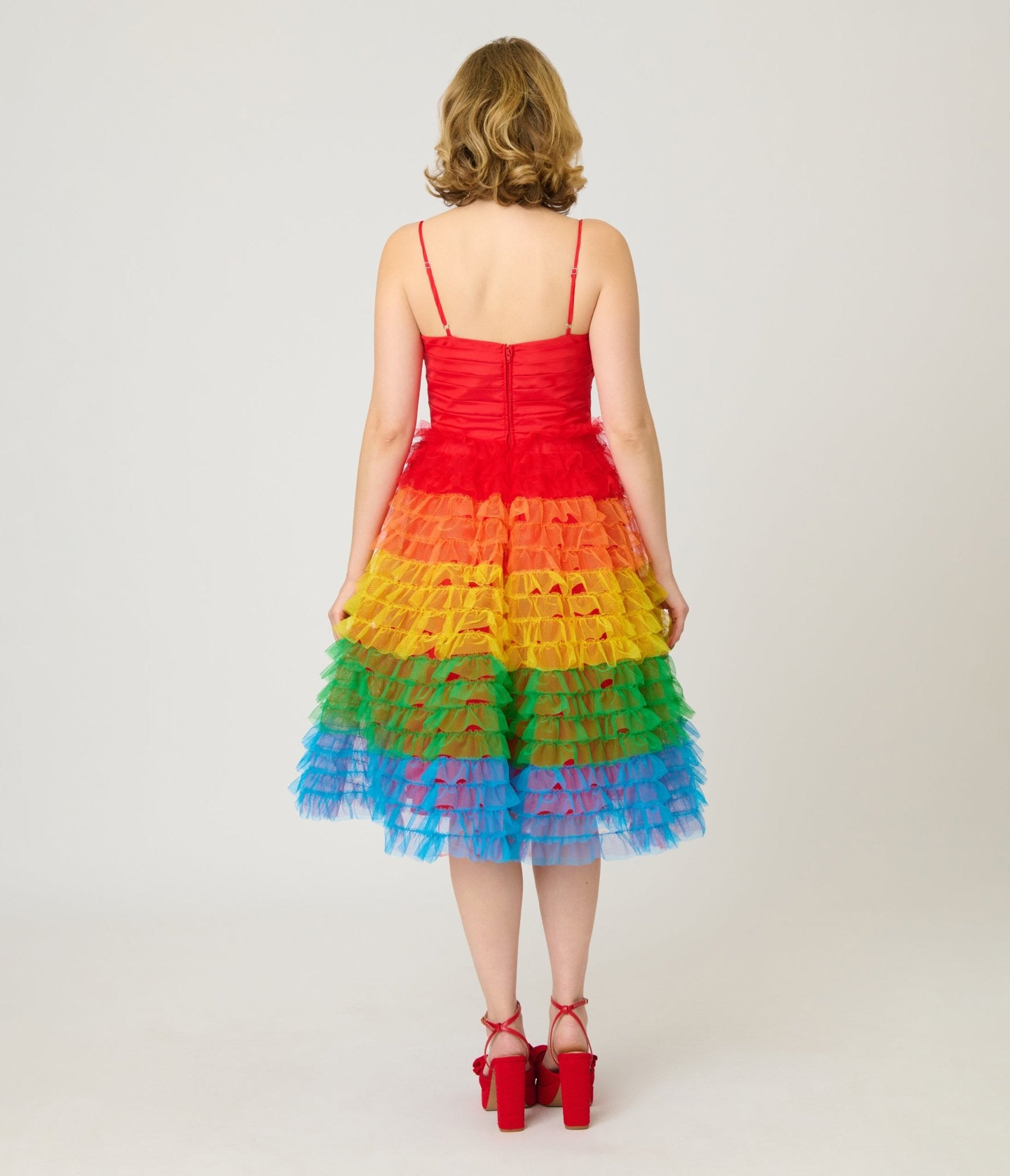 Unique Vintage Rainbow Ombre Tulle Cupcake Swing Dress