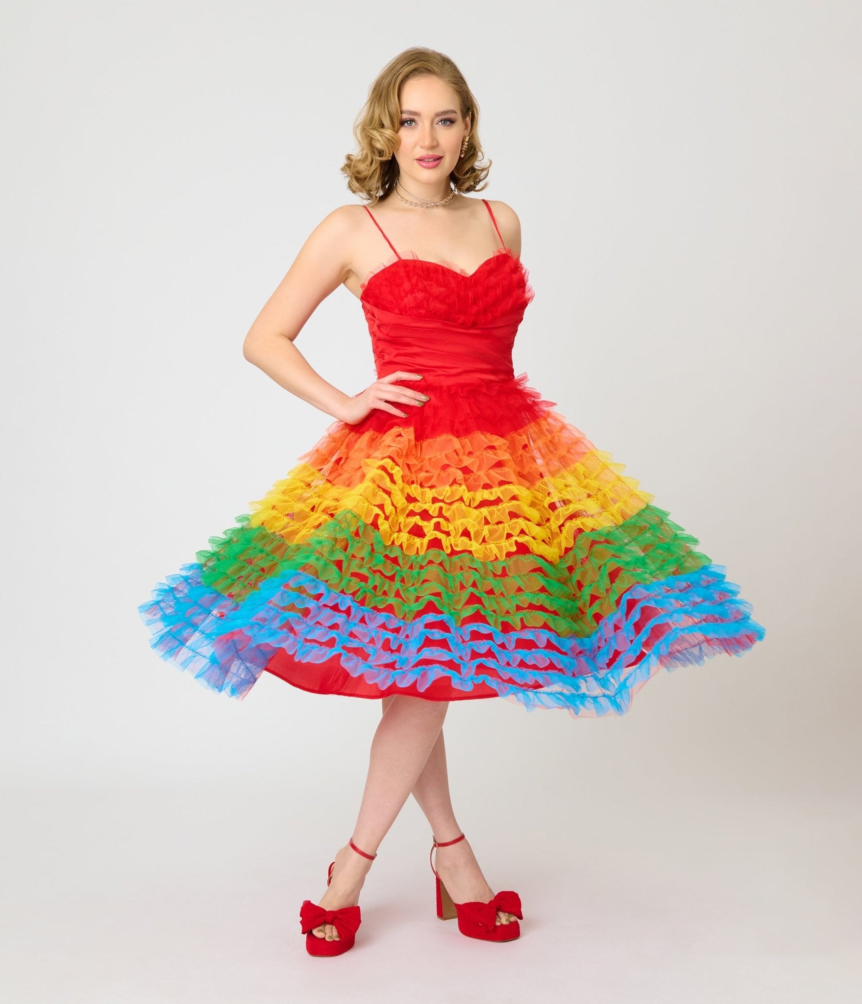 Unique Vintage Rainbow Ombre Tulle Cupcake Swing Dress Unique Vintage Rainbow Ombre Tulle Cupcake Swing Dress