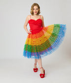 Unique Vintage Rainbow Ombre Tulle Cupcake Swing Dress - Unique Vintage - Womens, DRESSES, PROM AND SPECIAL OCCASION
