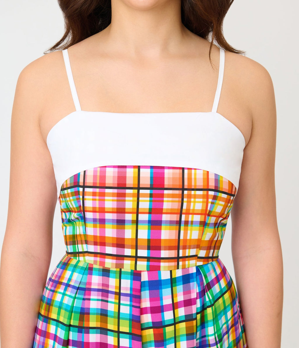 Unique Vintage Rainbow Plaid Nancy Romper - Unique Vintage - Womens, BOTTOMS, ROMPERS AND JUMPSUITS