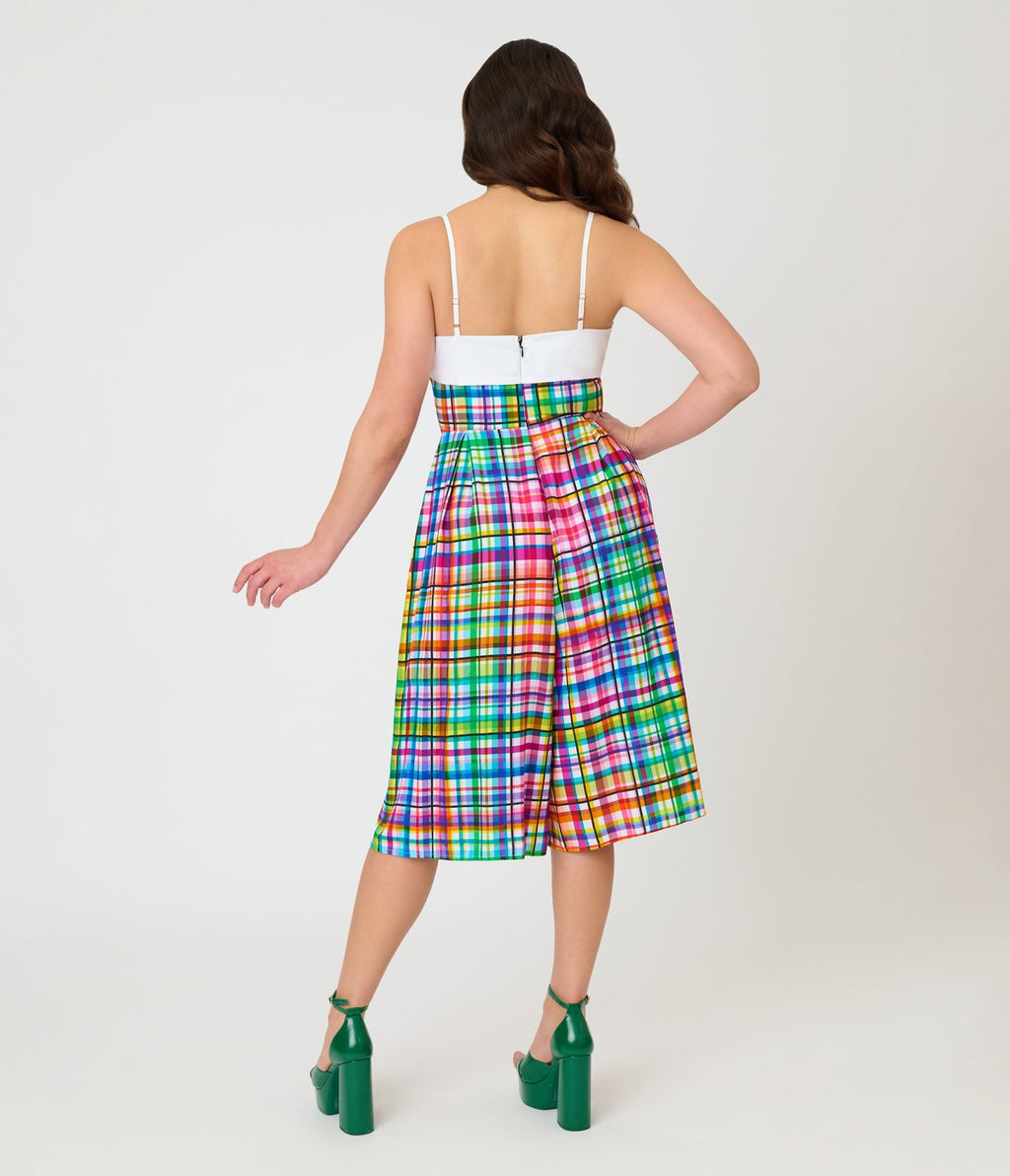 Unique Vintage Rainbow Plaid Nancy Romper - Unique Vintage - Womens, BOTTOMS, ROMPERS AND JUMPSUITS