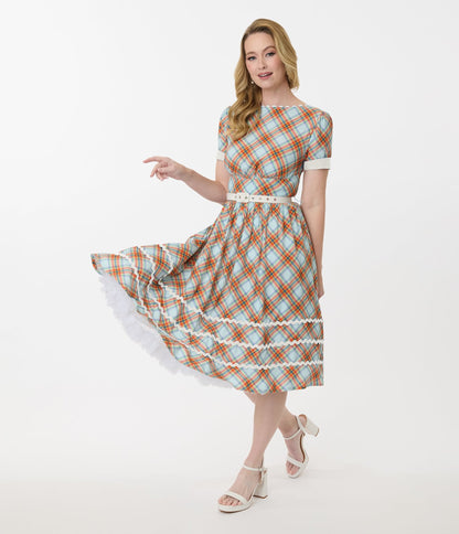 Unique Vintage Rainbow Plaid Swing Dress - Unique Vintage - Womens, DRESSES, SWING