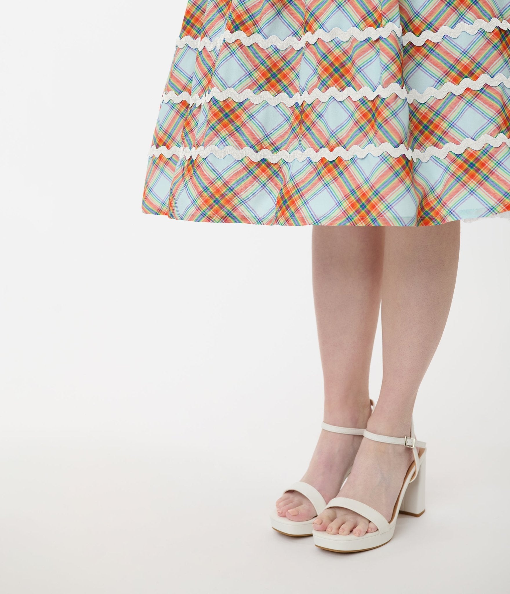 Unique Vintage Rainbow Plaid Swing Dress - Unique Vintage - Womens, DRESSES, SWING
