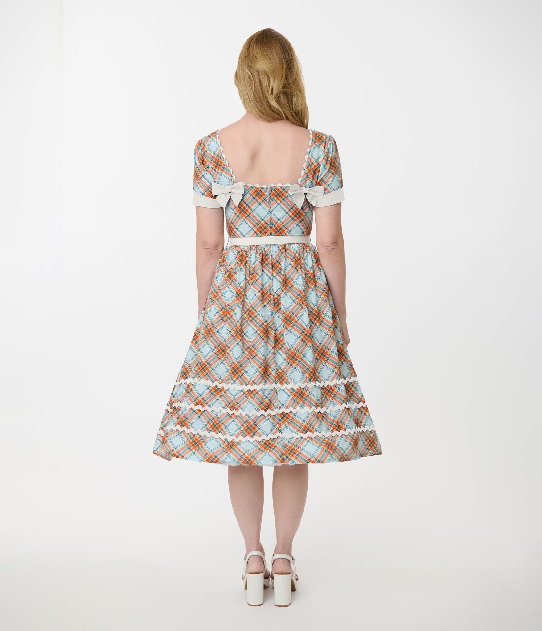 Unique Vintage Rainbow Plaid Swing Dress - Unique Vintage - Womens, DRESSES, SWING
