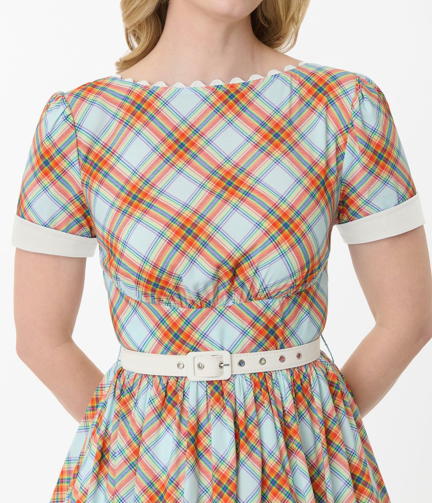 Unique Vintage Rainbow Plaid Swing Dress - Unique Vintage - Womens, DRESSES, SWING