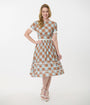 Unique Vintage Rainbow Plaid Swing Dress