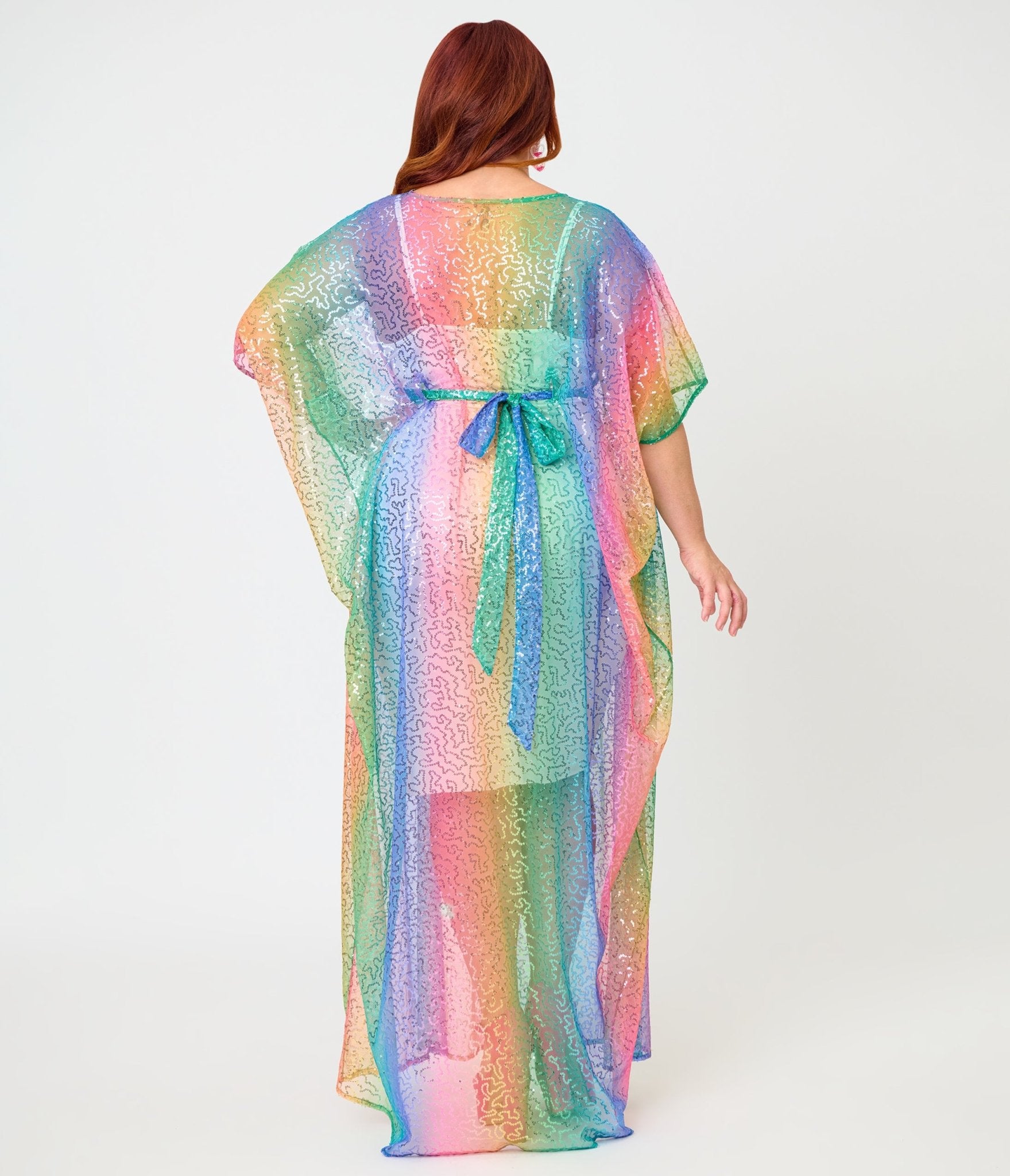 Unique Vintage Rainbow Sequin Mesh Burton Caftan Dress - Unique Vintage - Womens, DRESSES, CAFTAN