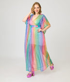 Unique Vintage Rainbow Sequin Mesh Burton Caftan Dress - Unique Vintage - Womens, DRESSES, CAFTAN