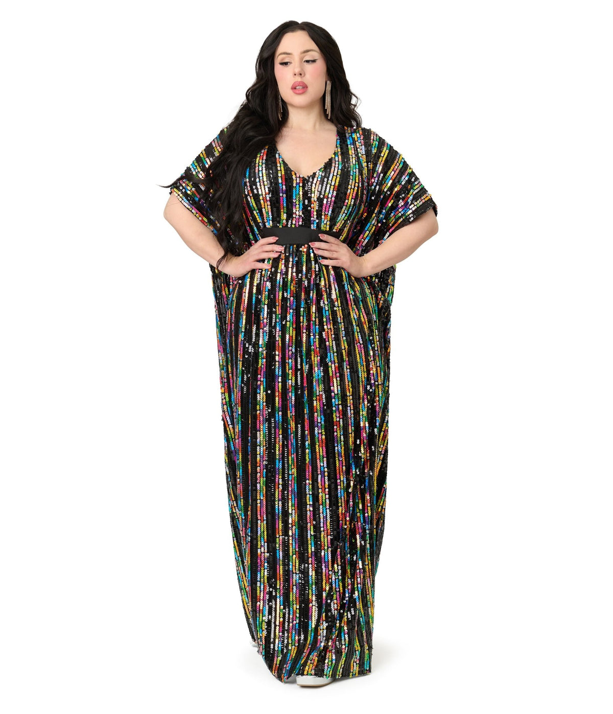 Unique Vintage Rainbow Sequin Stripe Burton Caftan Dress - Unique Vintage - Womens, DRESSES, CAFTAN