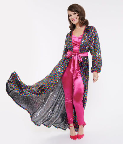 Unique Vintage Rainbow Sequins Hollywood Duster - Unique Vintage - Womens, DRESSES, MAXI