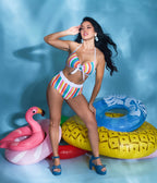 Unique Vintage Rainbow Stripe Belted Redondo Swim Bottoms - Unique Vintage - Womens, SWIM, BOTTOM