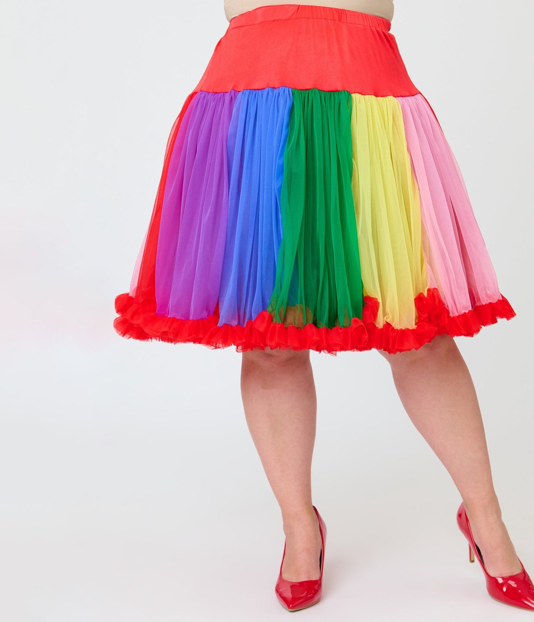 Unique Vintage Rainbow Stripe Pride Ruffled Petticoat - Unique Vintage - Womens, ACCESSORIES, PETTICOATS