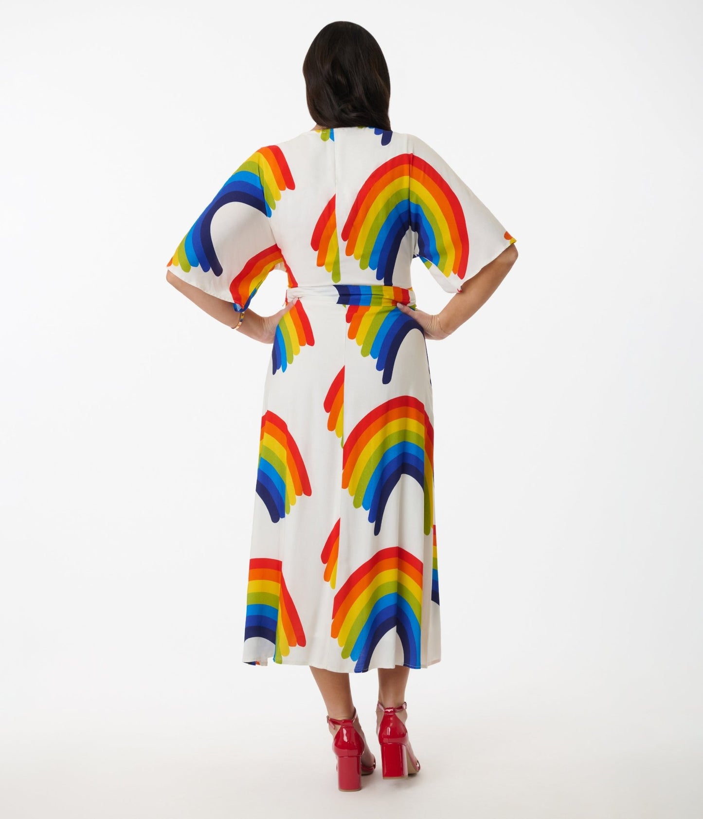 Unique Vintage Rainbow Wrap Midi Dress - Unique Vintage - Womens, DRESSES, MIDI
