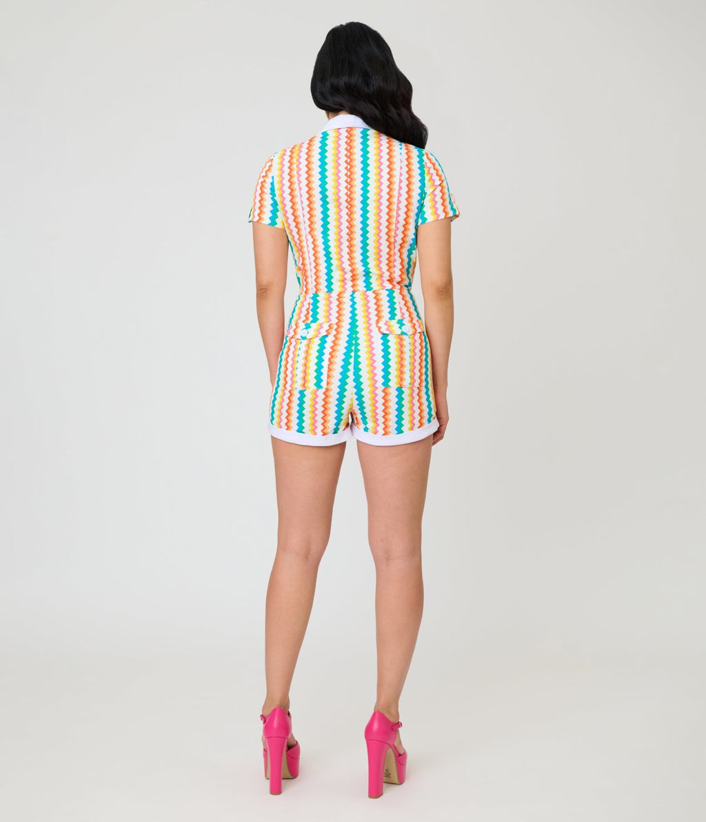 Unique Vintage Rainbow Zigzag Stripe Mia Romper - Unique Vintage - Womens, BOTTOMS, ROMPERS AND JUMPSUITS