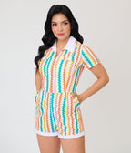 Unique Vintage Rainbow Zigzag Stripe Mia Romper - Unique Vintage - Womens, BOTTOMS, ROMPERS AND JUMPSUITS