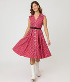 Unique Vintage Red Bandana Cotton Shirt Swing Dress - Unique Vintage - Womens, DRESSES, SWING