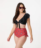 Unique Vintage Red Bandana Print Provincetown Swim Bottom - Unique Vintage - Womens, SWIM, BOTTOM