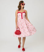 Unique Vintage Red Gingham & Cherries Sweetheart Swing Dress - Unique Vintage - Womens, DRESSES, SWING