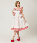 Unique Vintage Red Gingham & White Ruffled Apron Swing Dress - Unique Vintage - Womens, DRESSES, SWING