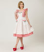 Unique Vintage Red Gingham & White Ruffled Apron Swing Dress