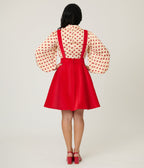 Unique Vintage Red Heart Bib Pinafore Skirt - Unique Vintage - Womens, BOTTOMS, SKIRTS