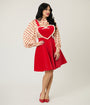 Unique Vintage Red Heart Bib Pinafore Skirt