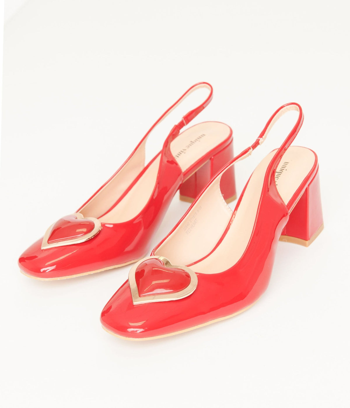 Heart Leatherette Slingback Heels