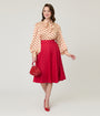 Unique Vintage Red High Waist Vivien Swing Skirt