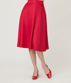 Unique Vintage Red High Waist Vivien Swing Skirt - Unique Vintage - Womens, BOTTOMS, SKIRTS