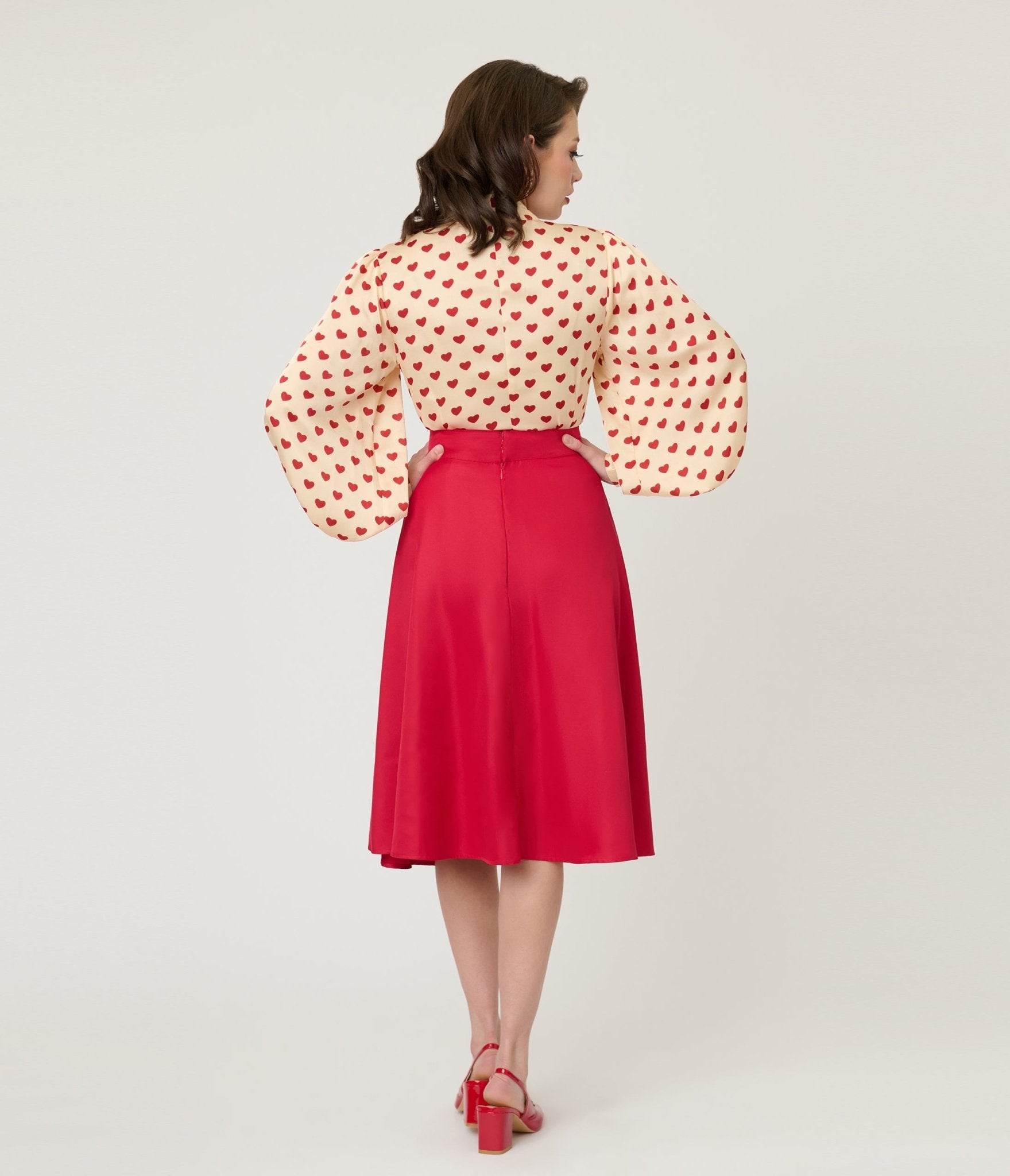 Unique Vintage Red High Waist Vivien Swing Skirt - Unique Vintage - Womens, BOTTOMS, SKIRTS