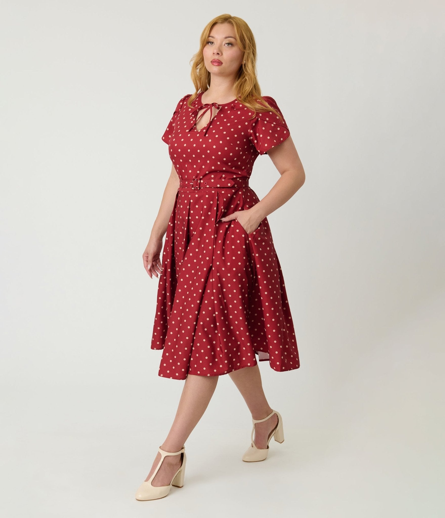 Unique Vintage Red & Ivory Polka Dot Dahlia Swing Dress - Unique Vintage - Womens, DRESSES, SWING