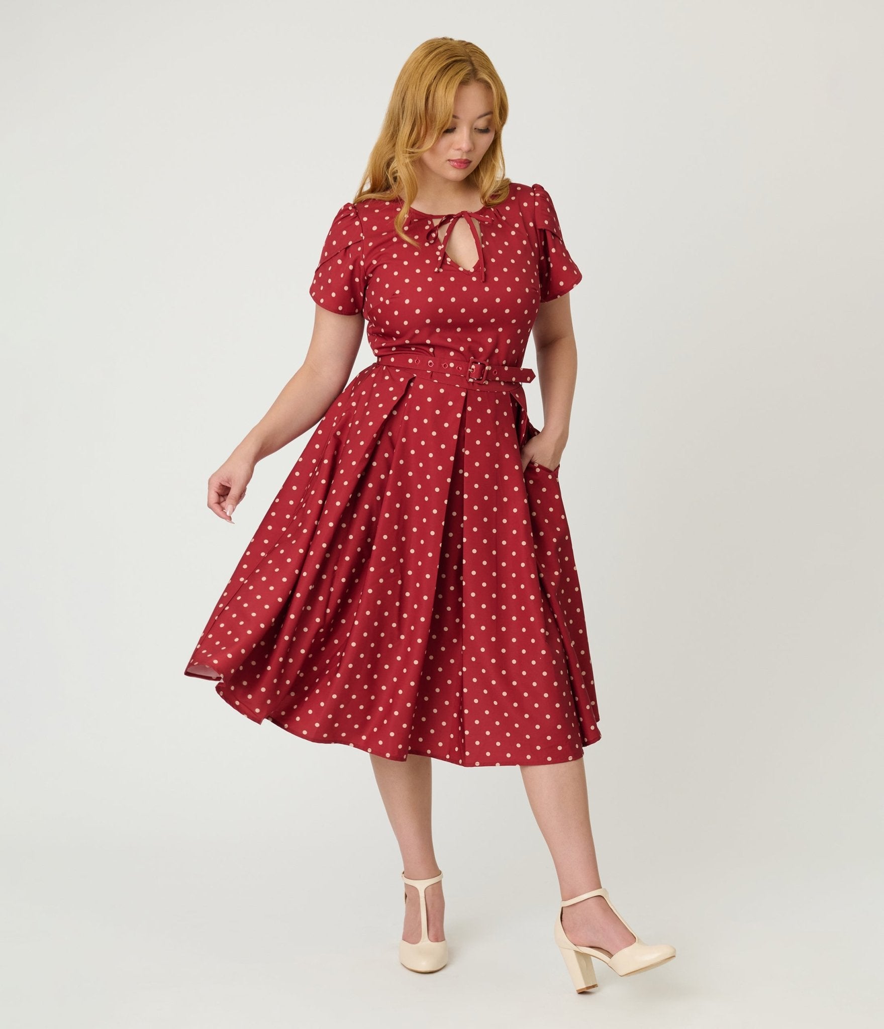 Unique Vintage Red & Ivory Polka Dot Dahlia Swing Dress - Unique Vintage - Womens, DRESSES, SWING