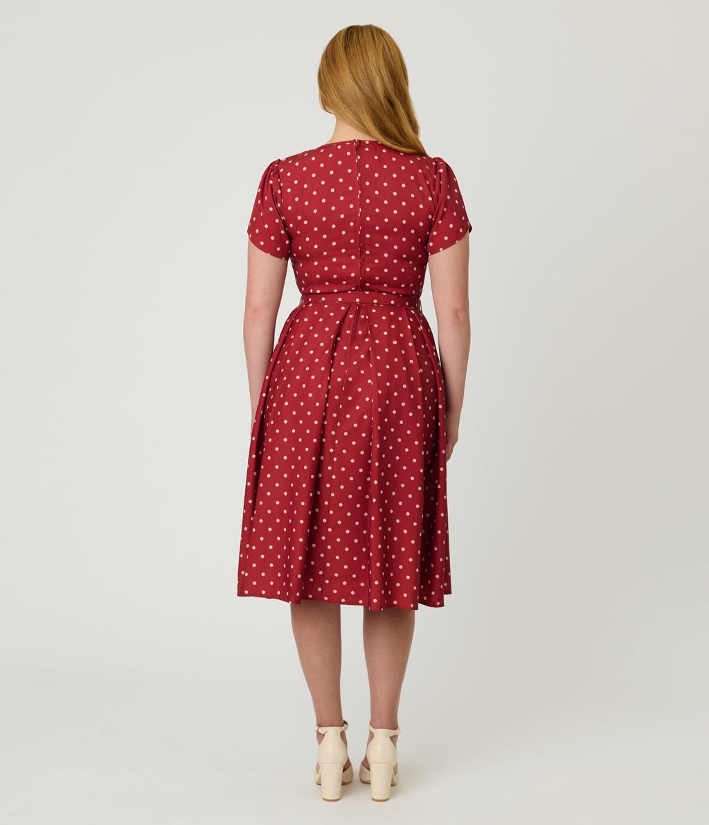 Unique Vintage Red & Ivory Polka Dot Dahlia Swing Dress - Unique Vintage - Womens, DRESSES, SWING