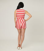Unique Vintage Red & Ivory Striped Shelby Romper - Unique Vintage - Womens, BOTTOMS, ROMPERS AND JUMPSUITS