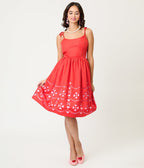 Unique Vintage Red & Pink Hearts Cutout Swing Dress - Unique Vintage - Womens, DRESSES, SWING