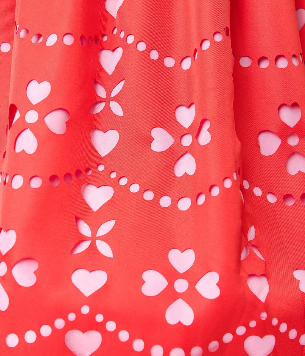 Unique Vintage Red & Pink Hearts Cutout Swing Dress - Unique Vintage - Womens, DRESSES, SWING