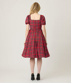 Unique Vintage Red Plaid Button Front Swing Dress - Unique Vintage - Womens, DRESSES, SWING