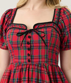 Unique Vintage Red Plaid Button Front Swing Dress - Unique Vintage - Womens, DRESSES, SWING