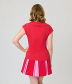 Unique Vintage Red Twill Sleeveless Blouse - Unique Vintage - Womens, TOPS, WOVEN TOPS
