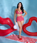 Unique Vintage Red White Dots Monroe High Waist Swim Bottom - Unique Vintage - Womens, SWIM, BOTTOM