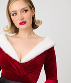 Unique Vintage Red & White Faux Fur Off the Shoulder Top - Unique Vintage - Tops