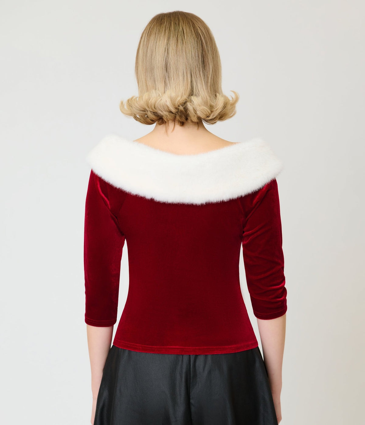 Unique Vintage Red & White Faux Fur Off the Shoulder Top - Unique Vintage - Tops