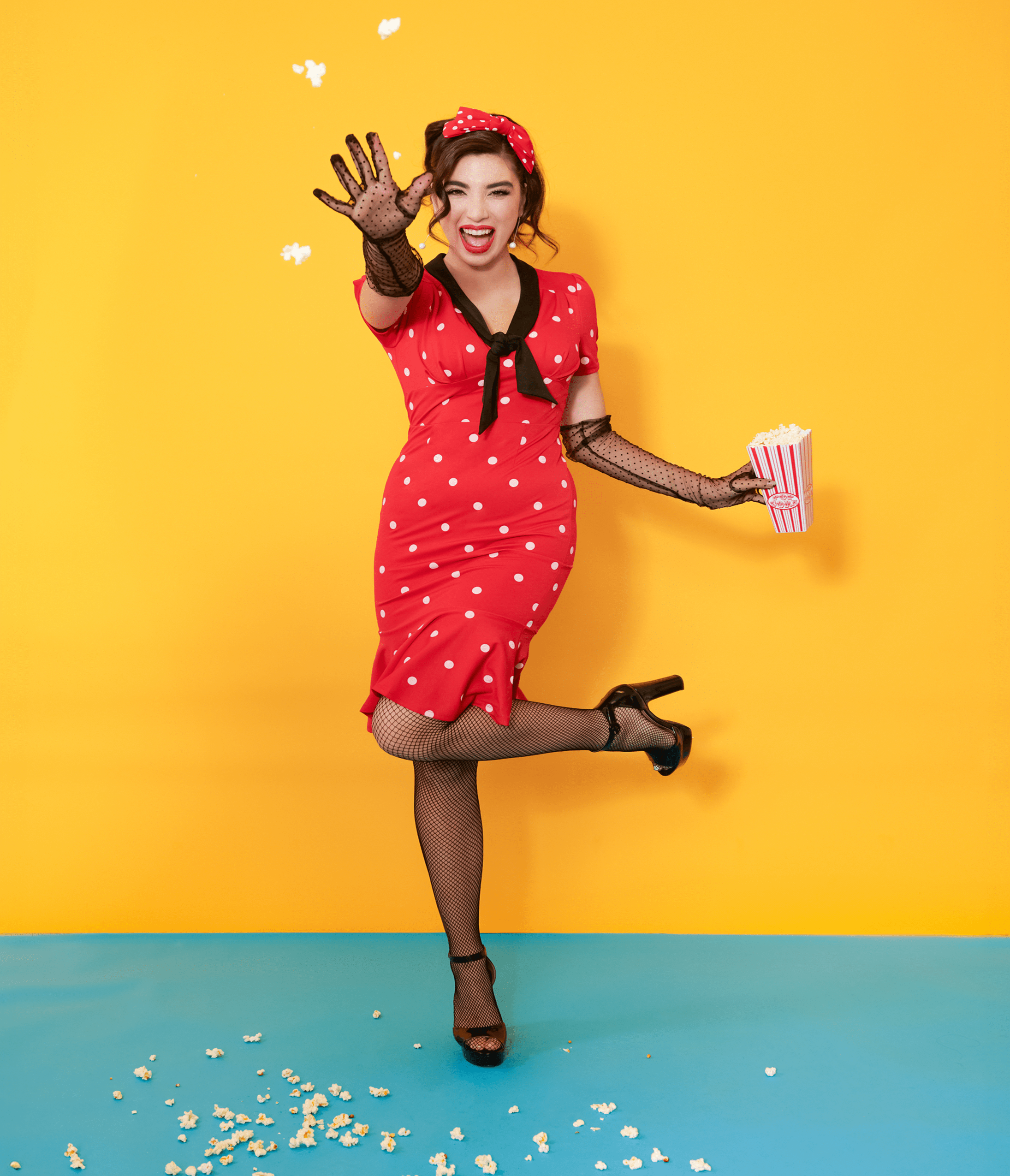 Unique Vintage Red & White Polka Dot Neck Tie Wiggle Dress - Unique Vintage - Womens, DRESSES, WIGGLE