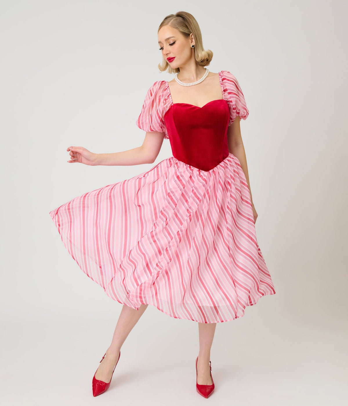 Unique Vintage Red & White Stripe Loving You Swing Dress - Unique Vintage - Swing Dresses